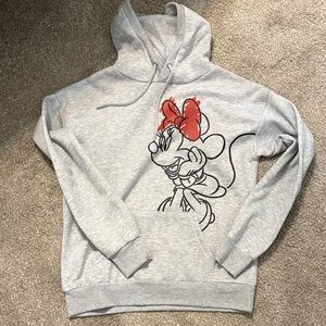 Disney Gray Minnie Mouse Hoodie with Red Bow
